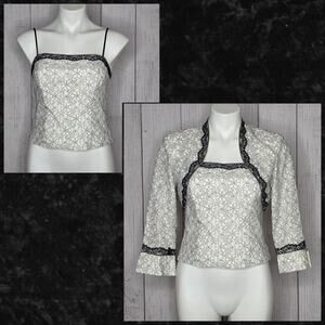 Vintage 90s Lace Corset Top & Cropped Jacket Set • Grunge Lingerie Vibe • sz 8P